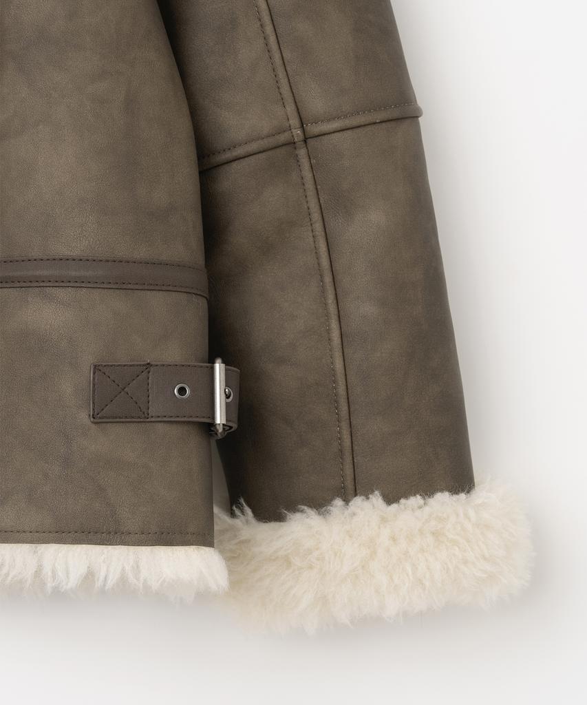 Millo Women Fluffy Fur Shearling Jacket [Brown]