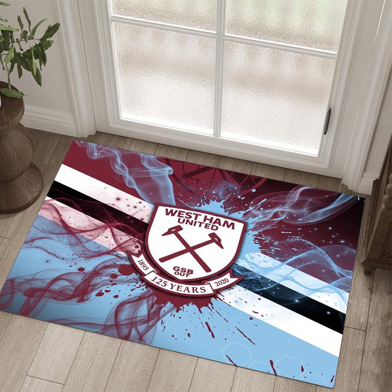 West Ham United Football Design Crystal Velvet Carpet Cozy Non?Slip Printed Rug For Bedroom Living Room Entrance