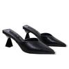 Baotou Semi-slippers Women Wear All-match Pointed Head High Heel Thick Heel Cool Slippers Women's Summer Middle Heel Lazy Shoes