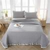 Cotton White Bed Plaid Lace Bedspread On The Bed Linen Simple Quilted Linens Solid Double Bed Cover Non-Slip Bed Blanket #/