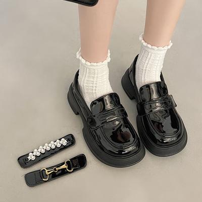 Черные туфли Мэри Джейн на толстом каблуке и платформе, женские летние туфли в стиле ретро в британском стиле, маленькие кожаные туфли