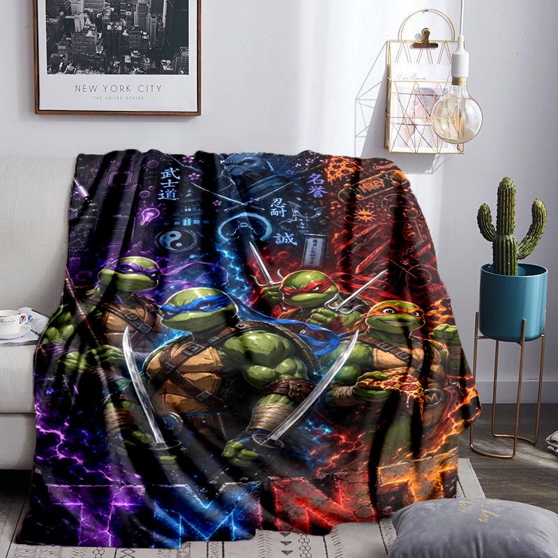 Ninja Turtles Adventure Throws Blanket Flannel Blankets Plush for Couch Bed Gifts for Men Women Travel picnic blanket Christmas fan gifts