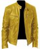 Spot Winter Business Gentleman Warm Zip Cardigan Pocket Decorative PU Leather Jacket Stand Neck Slim Leather Jacket