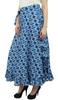 Phagun Shibori Printed Women's Blue Skirt Self Belt Cotton Ruffled Wrap