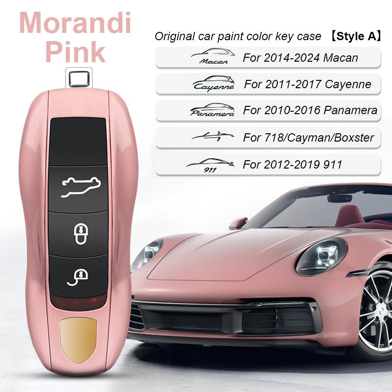 AABKR1 For Porsche Cayenne Mancan Panamera 911 718 Boxster Cayman Taycan 2010-2024 Car Key Paint Case Bordeaux Red Shell Replacement
