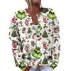 Женская мода рождественский принт длинный рукав вязаный кардиган пуховик