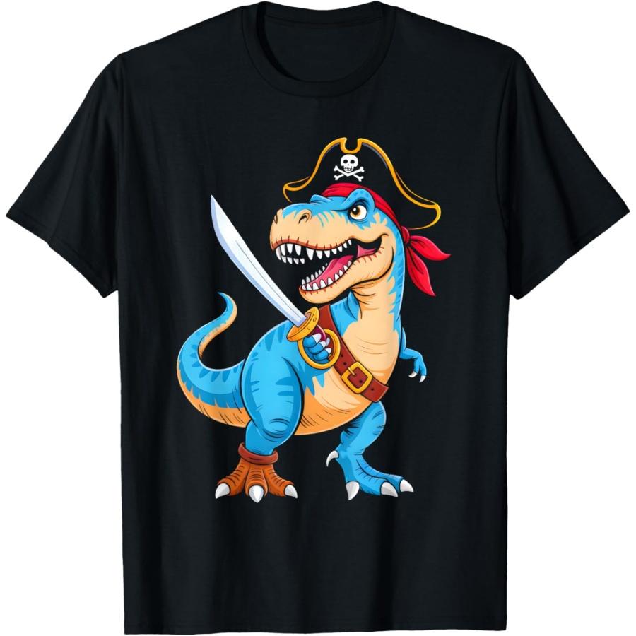 Pirate Dinosaur T Rex Boys Kids Funny Halloween Costume T-Shirt