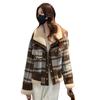 Women's 2024 Winter Korean Plaid Cotton-Padded Jacket - Loose, Casual Lapel Style