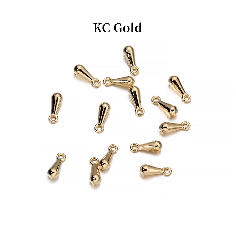 200pcs/ lot 2*7 3*9mm Gold Copper Water Drop End Beads For DIY Extender Chain Pendant Jewelry Making Findings Accessories
