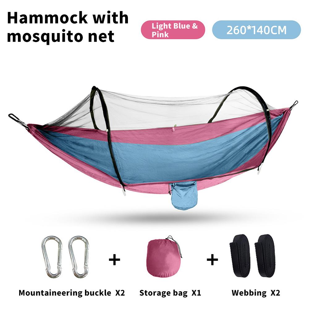 2024 Гамак для кемпинга с москитной сеткой, всплывающий светильник, портативный уличный парашютный гамак, качели, гамак для сна, вещи для кемпинга