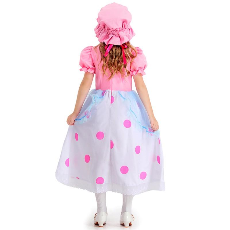 Pink Polka Dot Princess Costume Girls Halloween Party Cosplay Dance Outfit Ages 3-8 Years