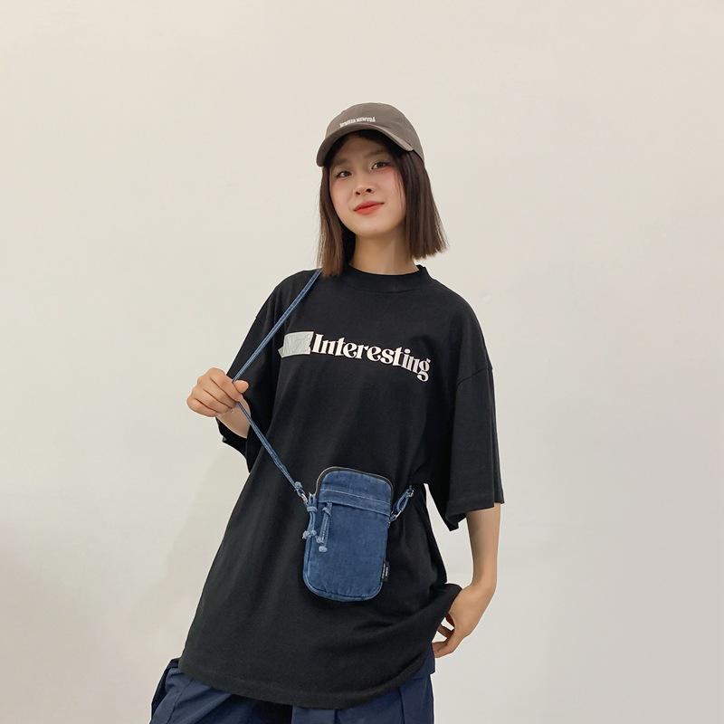 Crossbody Bag Female Student Mobile Phone Bag Denim Bag Light Small Bag Commuter Shoulder Bag Small Square Bag Men