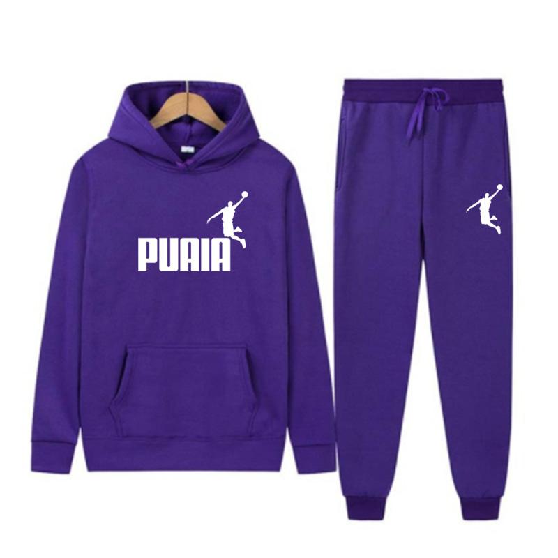 2025 Autumn and Winter New Sports Personalized Pattern Printed Casual Solid Color Hoodie Set Couple Set Jogging Set