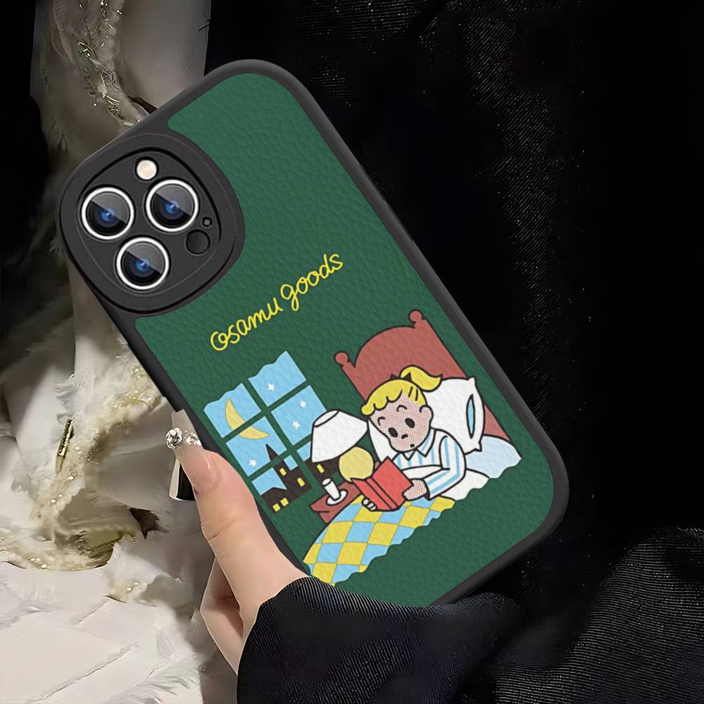 Кавайи O-OSAMU-G-GOODS Милый чехол для телефона для iPhone 16 15 14 13 12 11 Pro Max Plus Мягкий кожаный чехол