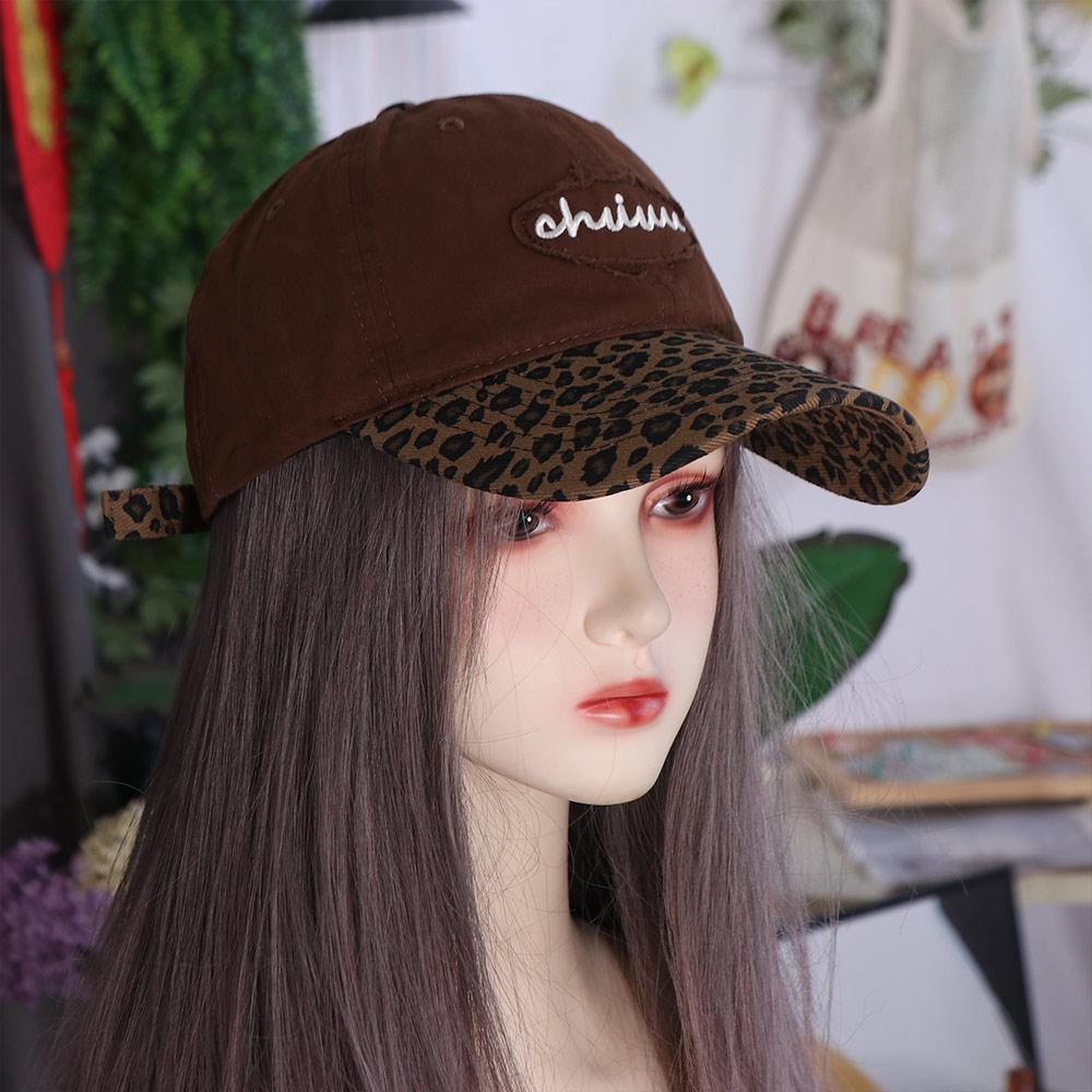 Adjustable Embroidered Baseball Cap Sunshade Y2k Peaked Cap Fashion Leopard Baseball Hat Girls