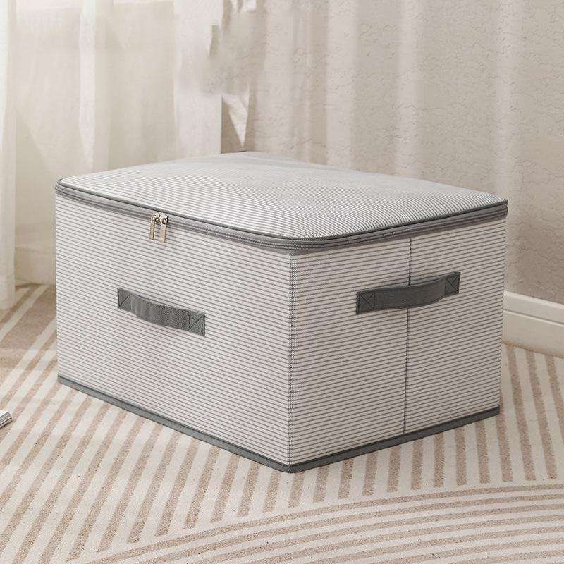 Складной нетканый ящик для хранения в полоску, складной, с ручкой для переноски, органайзер для одежды, молестойкий, влагостойкий, большой вместимости, экономящий место