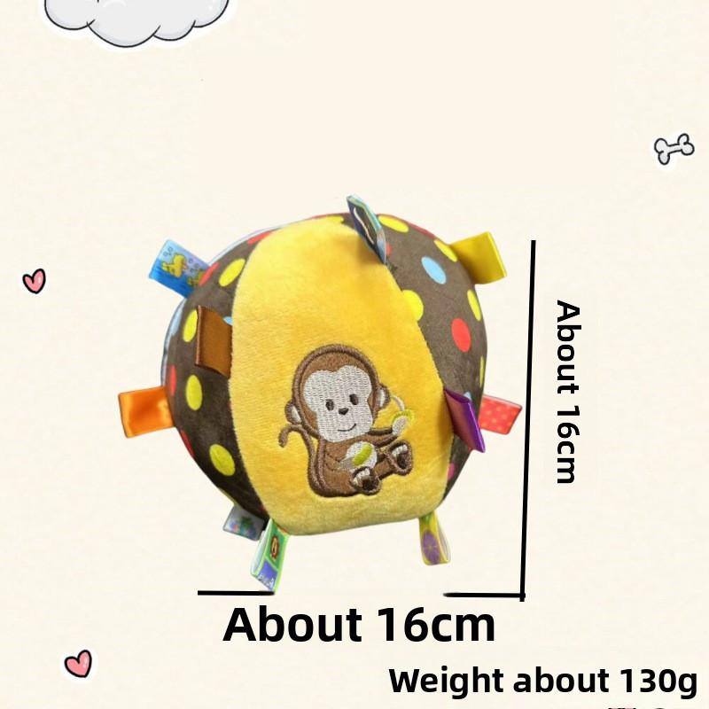 Puppy Frog Monkey Pattern Plush Cloth Ball Dog Pet Toy With Bell For Active Pets