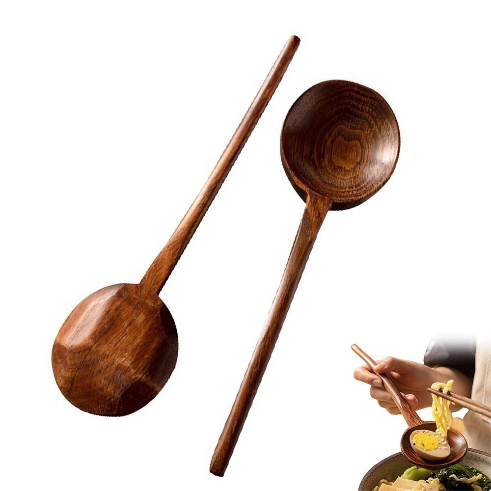 Deep Spoon Head Long Handle Spoon Long Handle Serving Ladle Wooden Soup Spoon Kitchen Cooking