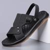 Летняя новая обувь для мужчин 2025 года Кожаные сандалии Модные Мягкая латексная стелька Повседневные шлепанцы Крутая пляжная обувь