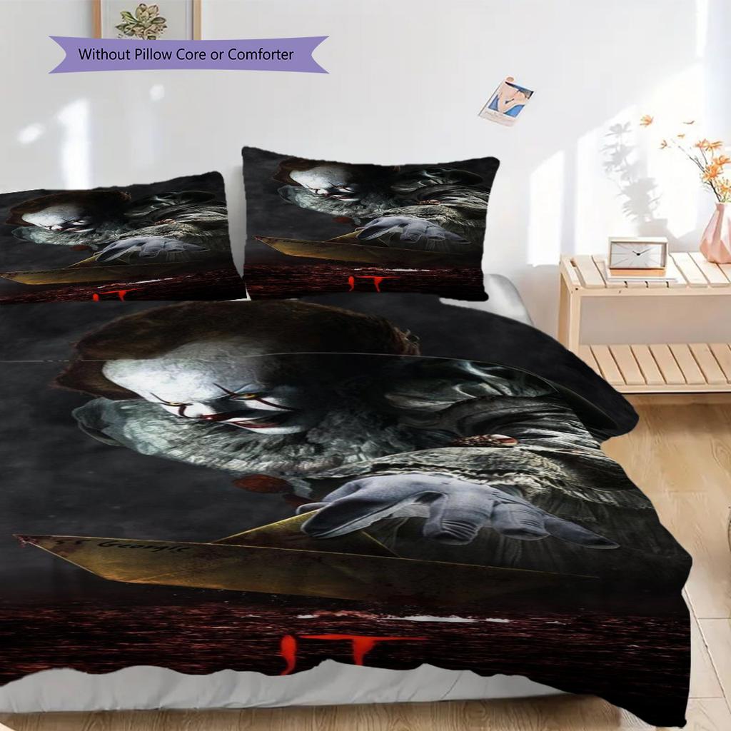 Scary Clown Knife Threepiece Set 1 Duvet Cover 2 Pillowcase Without Core Christmas Birthday Gift Soft And Comfortable