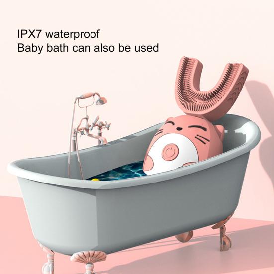 Умная зубная щетка, перезаряжаемая, мягкая, водонепроницаемая, с длительным сроком службы, трудосберегающий инструмент для чистки полости рта, силиконовая U-образная детская зубная щетка для дома