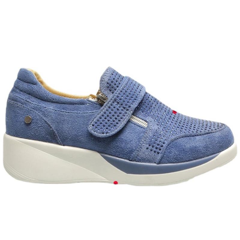 Мода 2024 года, новые летние модные повседневные женские туфли с круглым носком на платформе и липучке, однотонные дышащие низкие туфли больших размеров