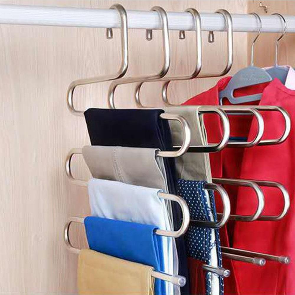 1pc 5 In 1 Pants Hangers Stainless Steel Clothes Hangers Space Saving Closet Hangers Clothes Hanger Coat Hangers Hanger for Pants Hangars