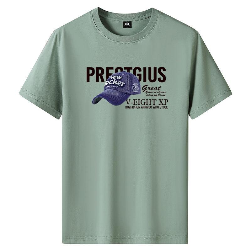 GMXIA Футболка с коротким рукавом из хлопка, мужская модная свободная рубашка с коротким рукавом, с принтом