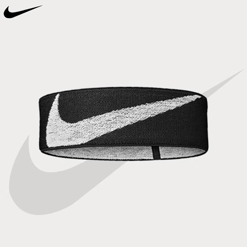 NIKE Sports Sweat-Absorbing Hairband with Forehead Guard, Running Headband, Black And White N1000579010OS/DA7022-010