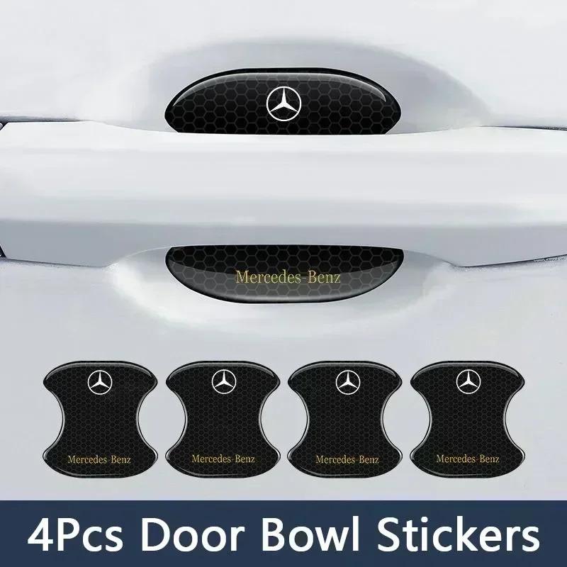 CQK1 Car Door Handle Protector Bowl Anti Scratch Reflective Sticker For Mercedes Benz A C E CLA180 GLB200 GLC300 CLS GLA E Class