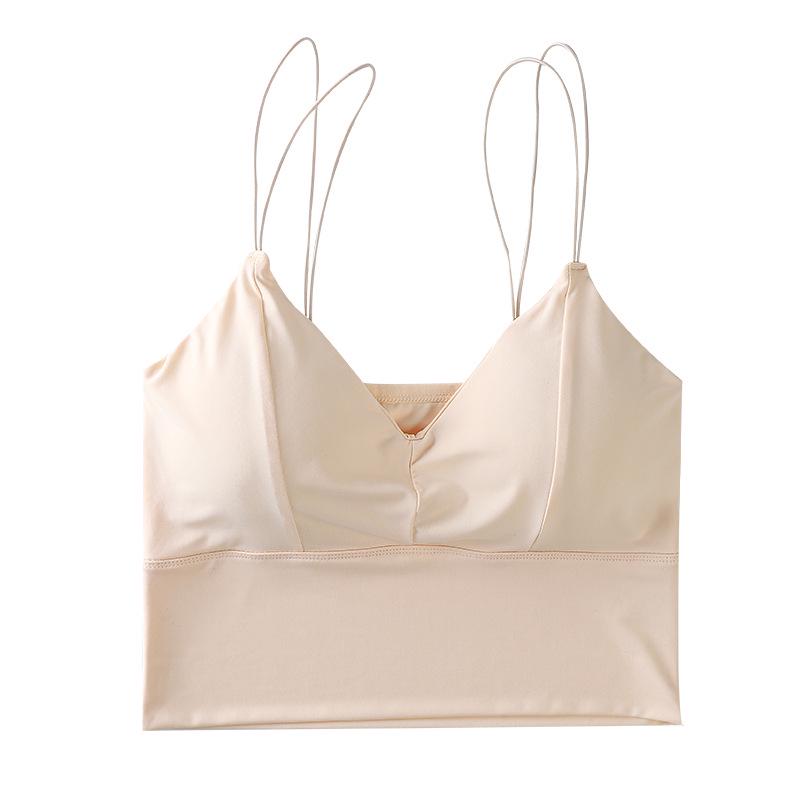 Ice Silk Seamless Padded Tube Top: Thin Straps, Wireless, Women's Sports Bra