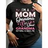 Funny Grandma Tee Funny Mother's Day Gift Women's Vintage Graphic T-Shirt with Pink Lettering Floral Stars Casual Round Neck Top