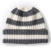 New cashmere hat color matching striped knitted hat women's winter warm big head circumference pullover hat showing a small face Nordic minimalist sty