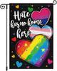 Louise Maelys Pride Garden Ag Hate Has No Home Here Rainbow Love Heart 12x18 Inch Double Sided Small Burlap Gay Lesbian LG LLE