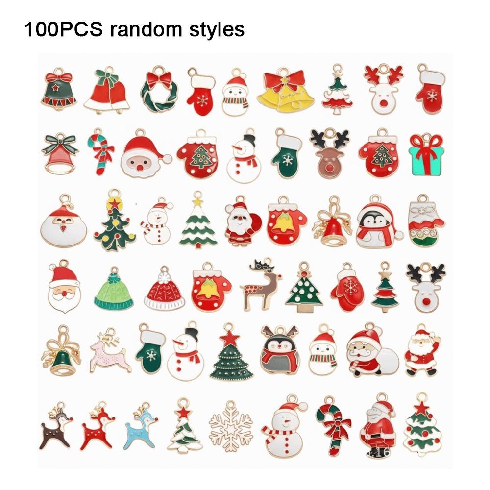 Mixed Colors Christmas Enamel Charms 20/100pcs Bulk Christmas Tree Pendants Xmas Decoration