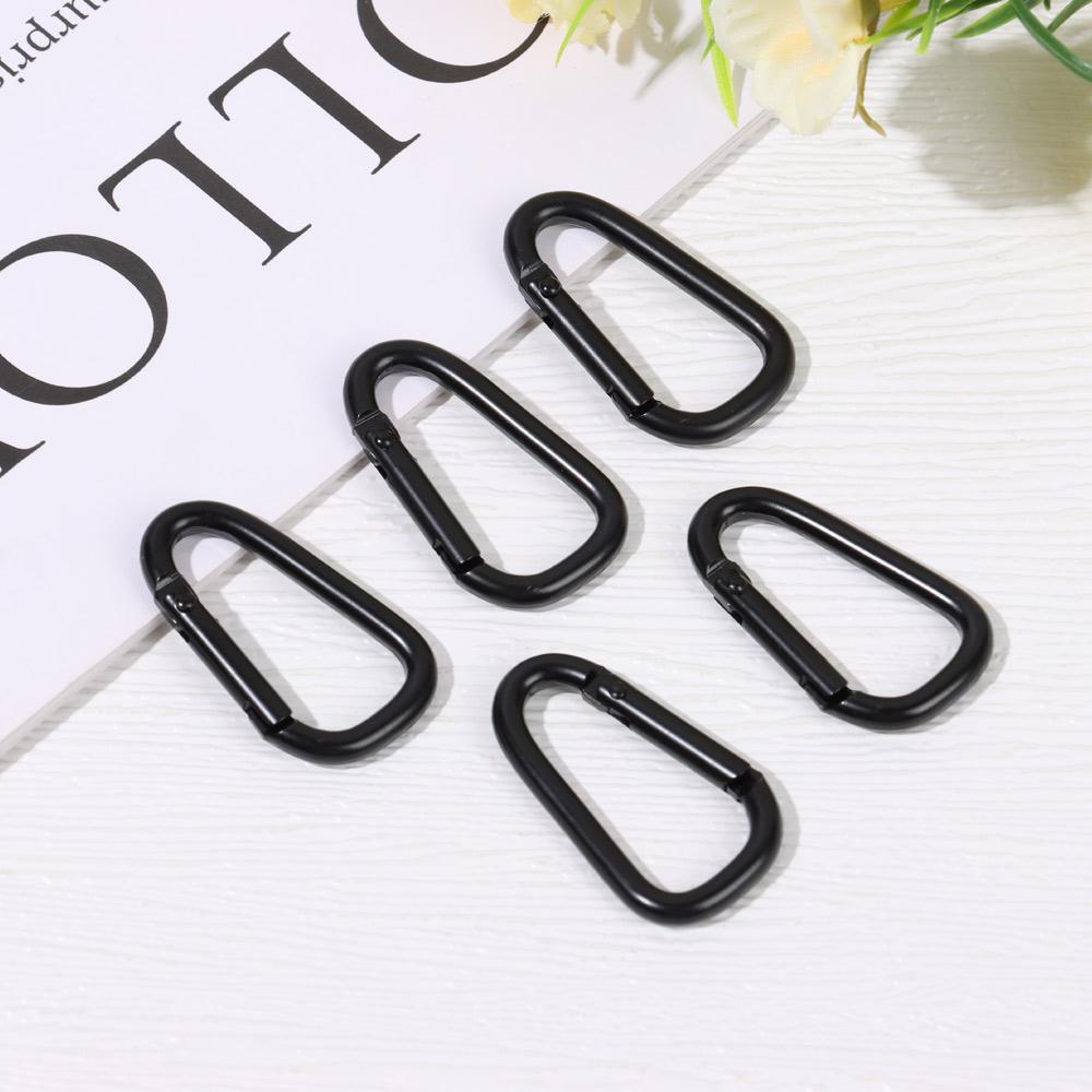 Aluminium Safety Black Climbing Button Buckle Keychain Camping Hiking Hook Alloy Carabiner