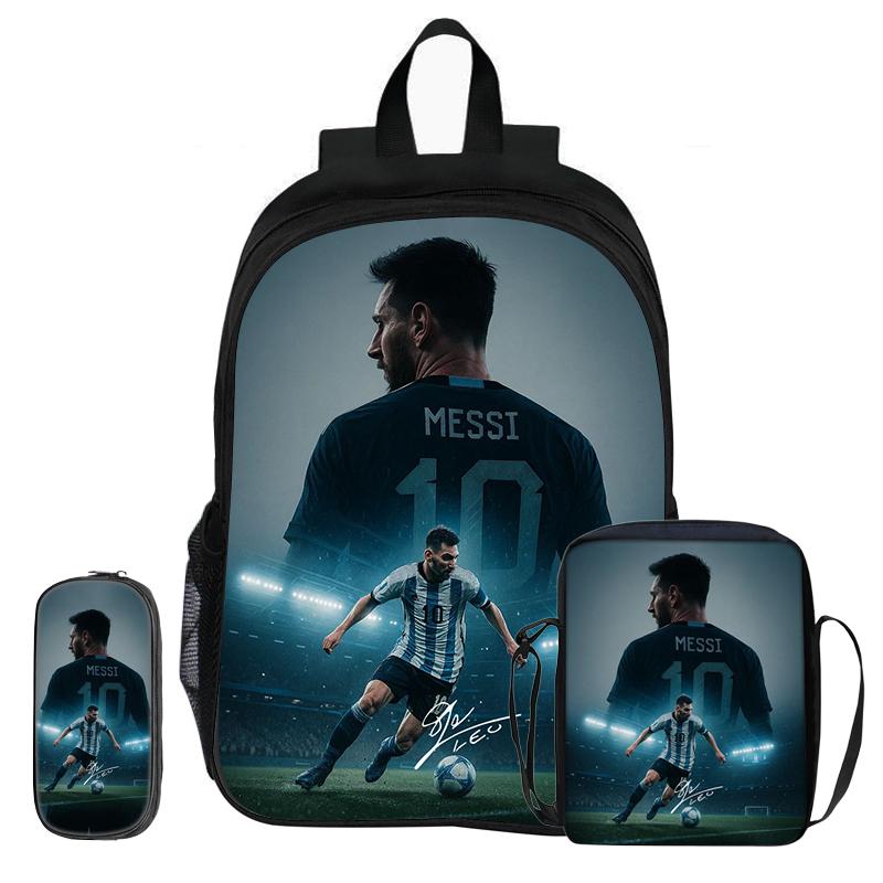 Футбольная звезда Рюкзак детский Mochila Спортивный Школьный портфель Набор из 3 шт. Рюкзак Наплечные сумки Пеналы M-Messi Портфель Детский Подарок