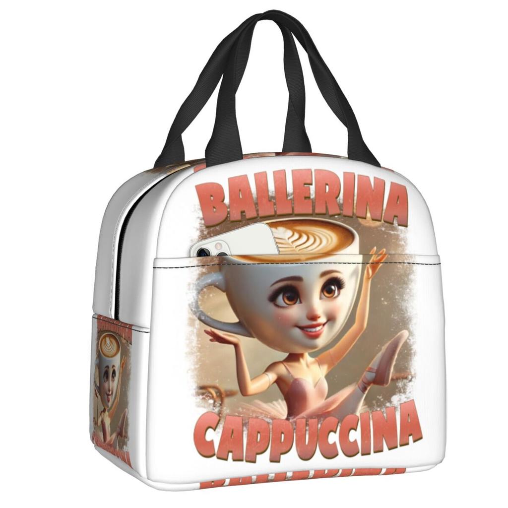 Custom Ballerina Capuchina Italian Brainrot Tung Tung Tung Sahur Lunch Bag Women Thermal Cooler Insulated Lunch Box for Student