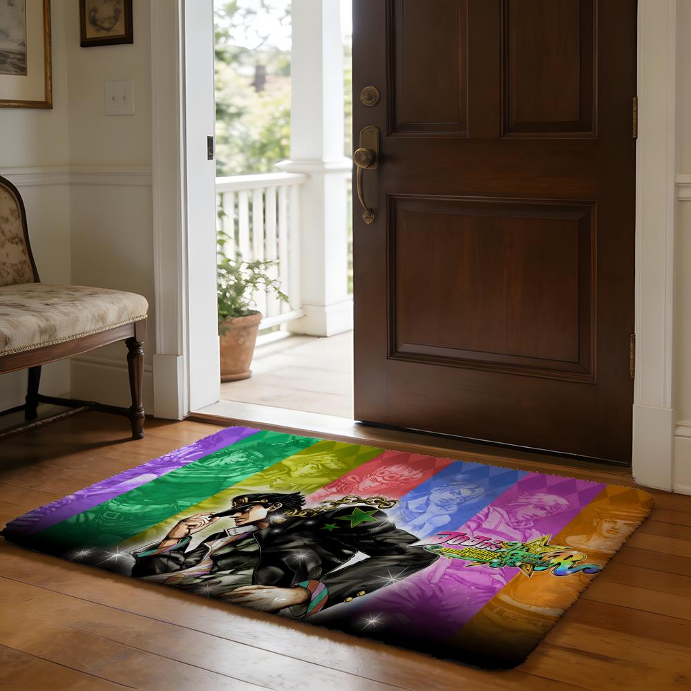 Floor Mat Soft Flannel Rug Non Slip Absorbent Mat for Bathroom Bedroom Home Decor Anime J JoJos Bizarre A Adventure