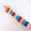 Sleeve Sun Protective Rainbow Sleeve Cuff Striped Arm Warmers Knitting  Gloves Female Arm Warmers