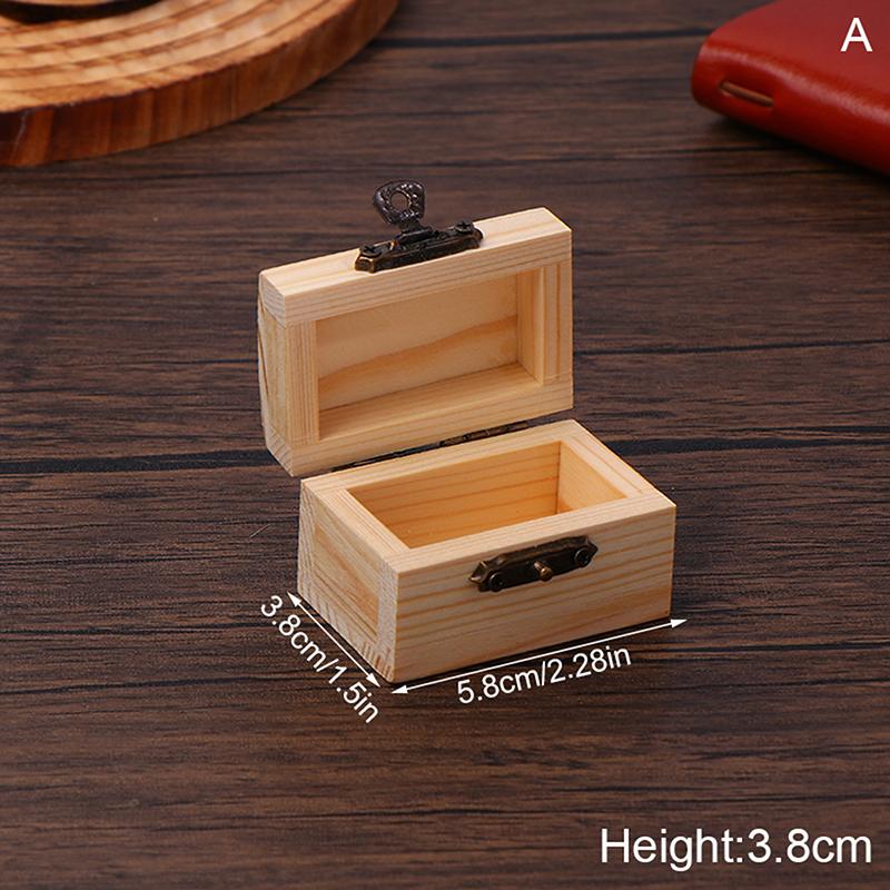 Simple Unfinished Log Color Wooden Watch Box DIY Pine Wood Treasure Chest With Locking Clasp Hinged Lid Jewelry Storage Box