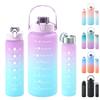 3PCS Set Sports Water Bottle Frosted Plastic Large Capacity Straw Cup Portable Gradient Color Drinkware Travel Gym Fitness Jugs