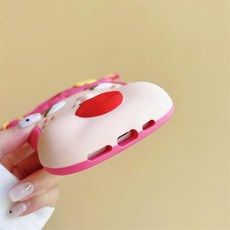 Силиконовый чехол для телефона с 3D красными губами Ugly Girl для iPhone 14 Pro Max 11 12 13 Pro Max, супер милый защитный чехол с оплеткой