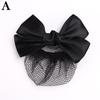 Women Satin Hair Clip With Net Bun Cover Bow Barrette Snood Hairnet Accessory