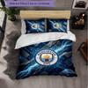 Manchester City Pattern 3 Pieces Bedding Set Soft Microfiber Duvet Cover with Pillow Cases for Bedroom