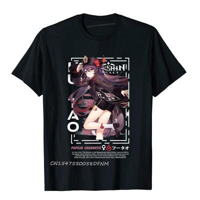 Genshin Impact Ху Тао Уличная одежда Мужская Новый дизайн Рубашка Топы Футболки Премиум хлопок Футболка Крутая