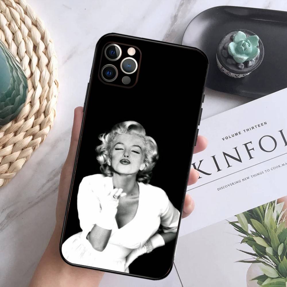 Sexy Girl M-Marilyn M-Monroe Phone Case For iPhone 16,15,14,13,12 Mini 11 Pro XR,X,XS,MAX 7,8 Plus Silicone Cover Soft Black
