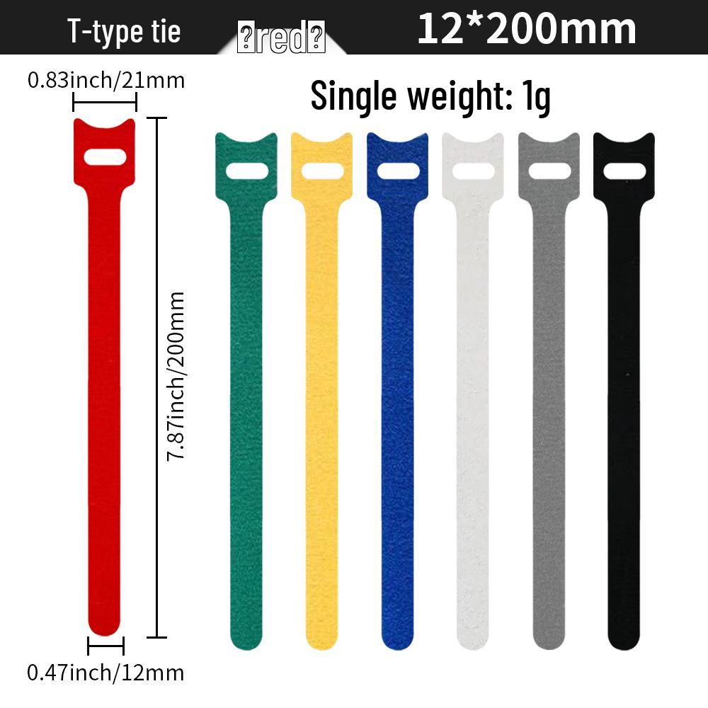 T-Type Magic Tape Cable Ties for Earphones, Data Cables, Organizers, and Network Cables with Back-to-Back Adhesive Straps.