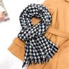Winter Contrasting Color Thousand Bird Grid Scarf Couple Warm Plaid Scarf Fringed Scarf