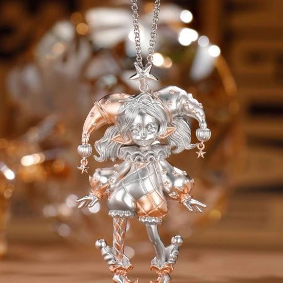 Ожерелье «Девочка-клоун» Милое ожерелье с подвеской в виде девочки Женское ожерелье-шарм в виде клоуна Ключичное ожерелье Ювелирный подарок для друзей и семьи